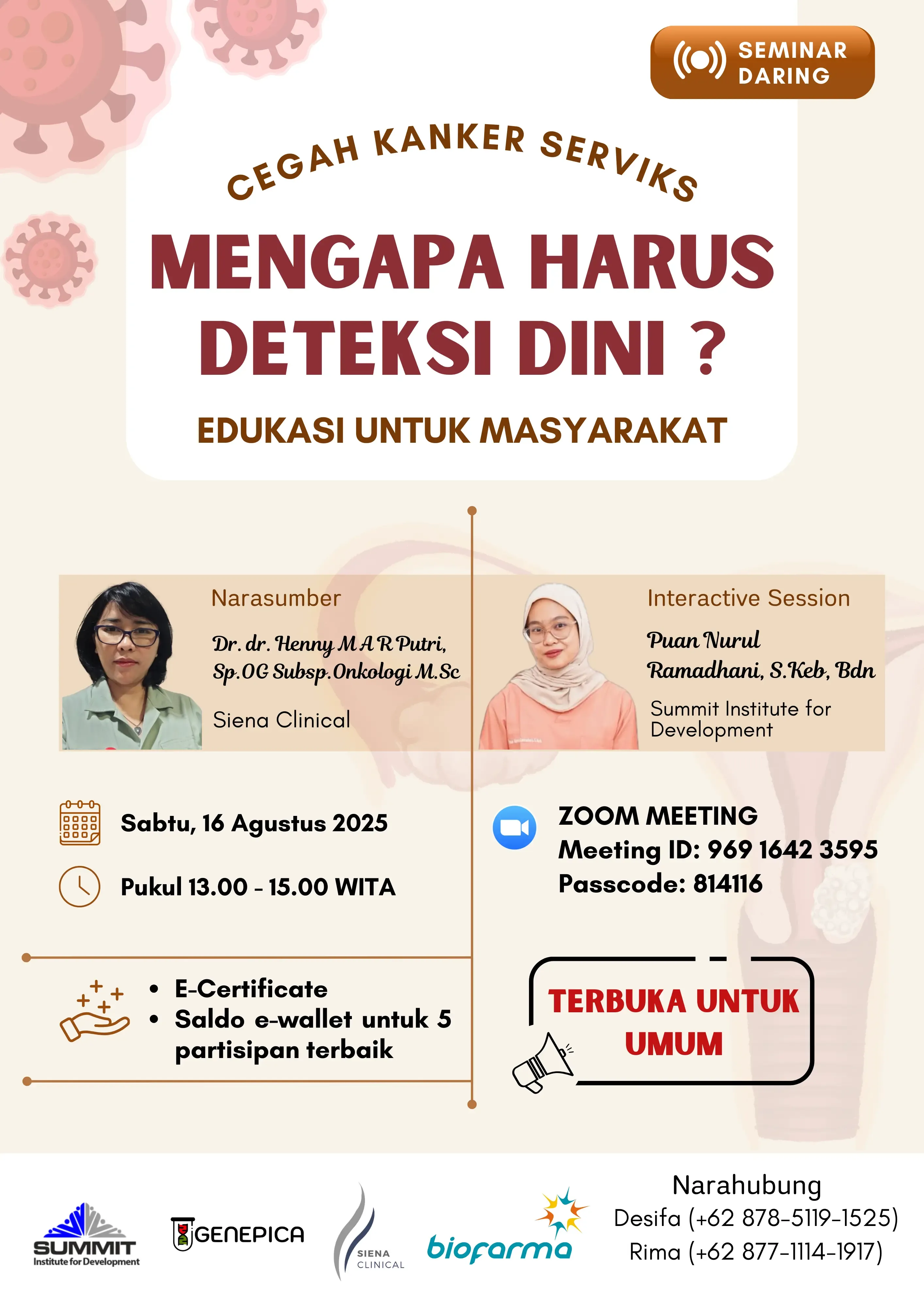 Webinar on HPV and cervical cancer poster